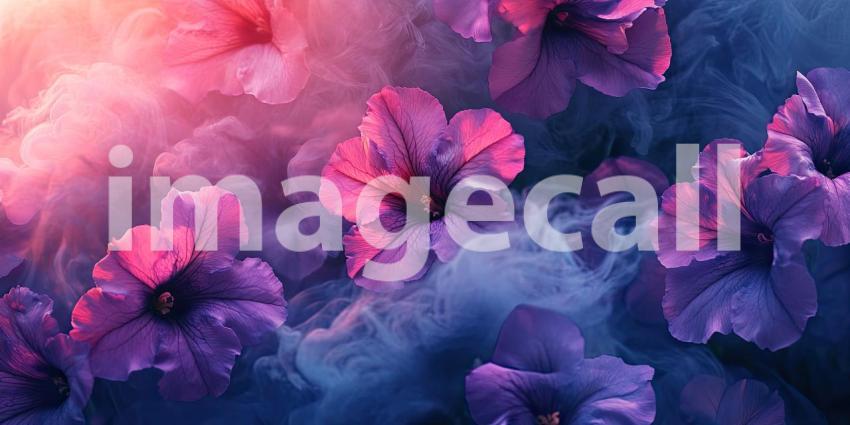 Dew-Kissed Dream: A cluster of vibrant pink flowers, glistening with morning dew, emerges from a sea of emerald green, creating a scene of ethereal beauty.