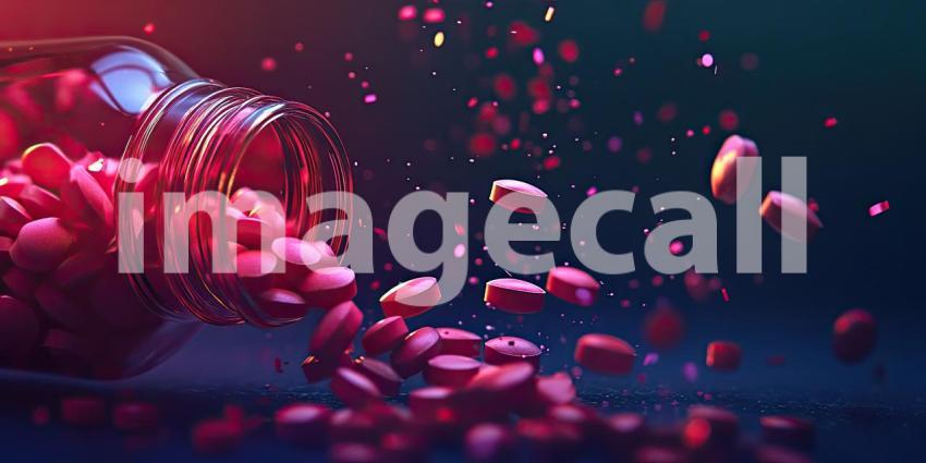 A Prescription for Trouble: A spilled bottle of pills casts a menacing glow, highlighting the dangers of prescription drug abuse.