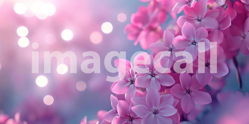 A Tapestry of Blossoms: Delicate pink flowers, bathed in a soft, ethereal light, create a mesmerizing tapestry of color and texture, evoking a sense of springtime wonder.