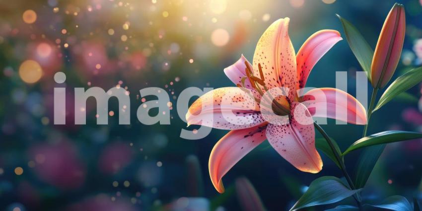 Spotted Tiger Lily in Dreamy Light, Vibrant Petals and Bokeh, Floral Beauty, Nature's Art, Close-up Flower Portrait.