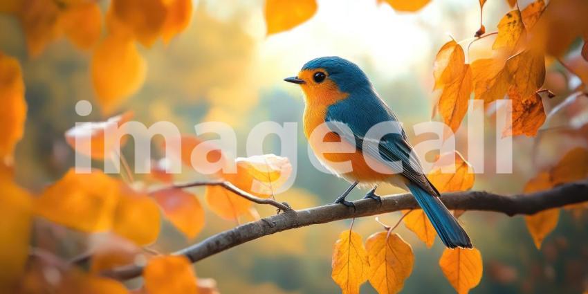 European Bee-eater Basking in Autumn Sunlight