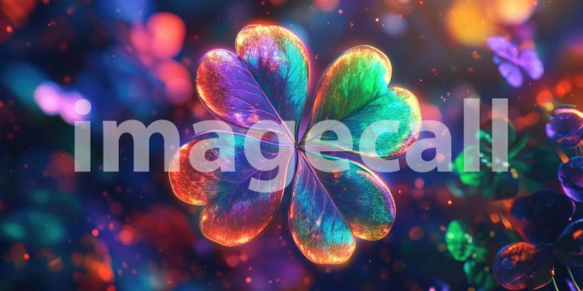 Colorful Oxalis Leaves with Dew Drops, Vibrant Heart-Shaped Foliage, Whimsical Nature, Macro Photography, Botanical Art, Close-up Leaf Detail