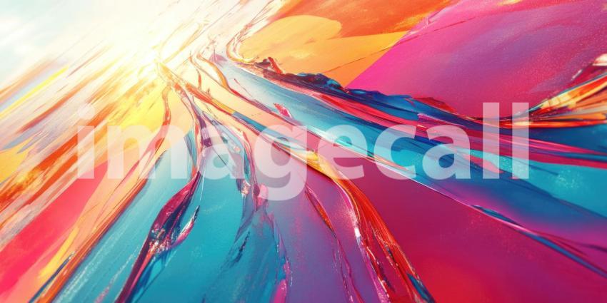 Airplane on a Runway Surrounded by Forest and Lakes, Aerial View at Sunrise