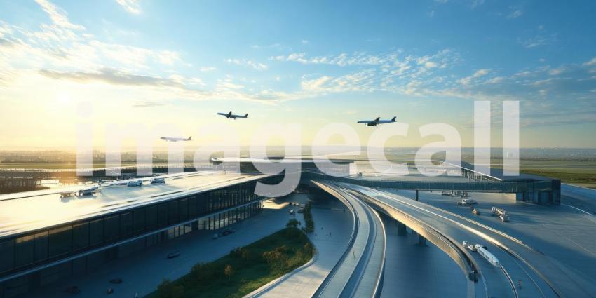 Elevated Highway Curves Over Water at Sunset, Modern Infrastructure and Scenic Ocean View