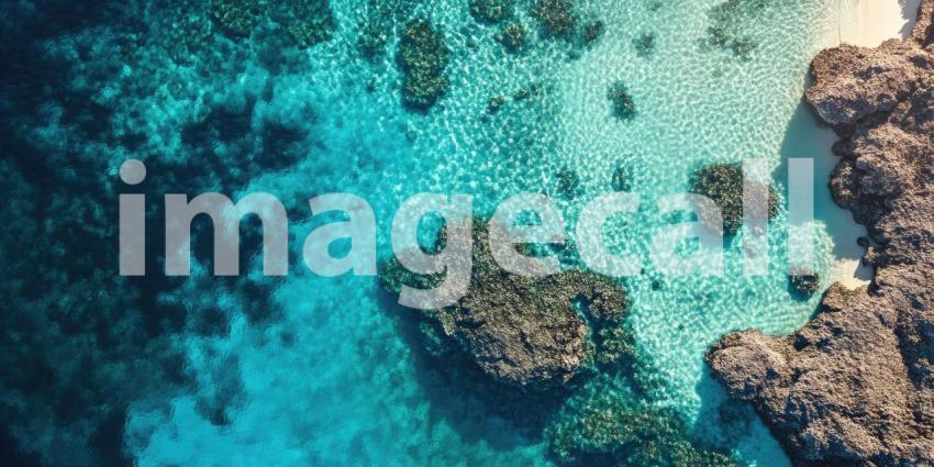 Overwater Bungalows in the Maldives with Crystal Clear Turquoise Waters and Coral Reefs