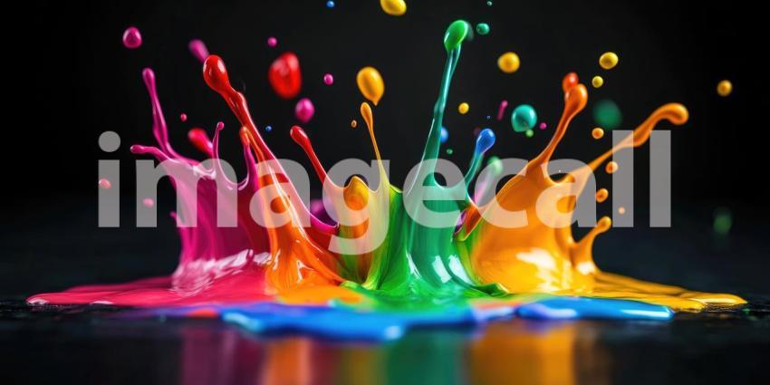 Vibrant Paint Splash, Liquid Color Burst, Dynamic Motion, Artistic Fluidity, Macro Photography, Colorful Explosion, Creative Energy, Vivid Hues, Abstract Art