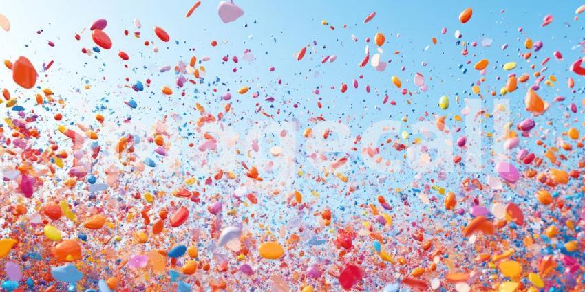 Wildflower Meadow Under Blue Sky, Colorful Blossoms, Poppies and Buttercups, Natural Beauty, Sunny Day, Floral Landscape, Springtime Scene, Outdoor Delight