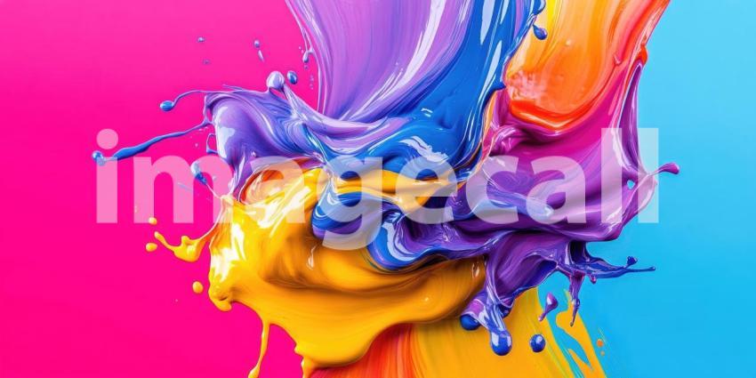 Vibrant Paint Splash, Liquid Color Burst, Dynamic Motion, Artistic Fluidity, Macro Photography, Colorful Explosion, Creative Energy, Vivid Hues, Abstract Art