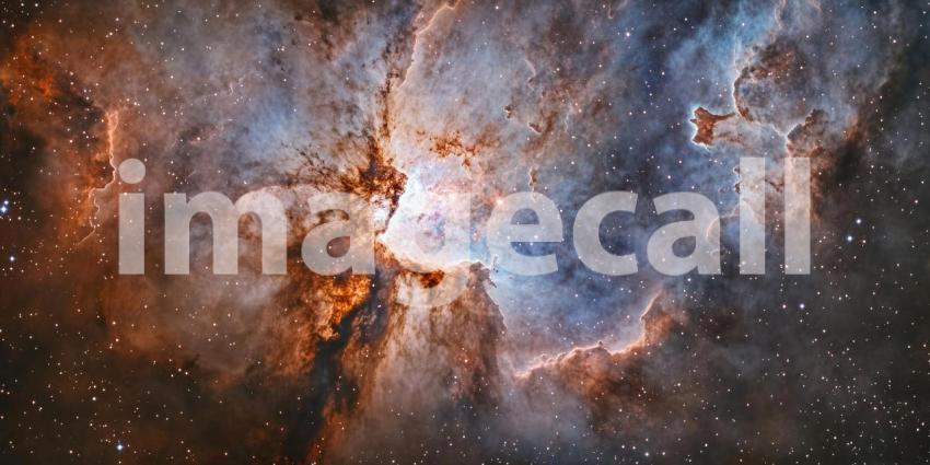 Nebula's Cosmic Glow, Star Birth Amidst Dusty Clouds