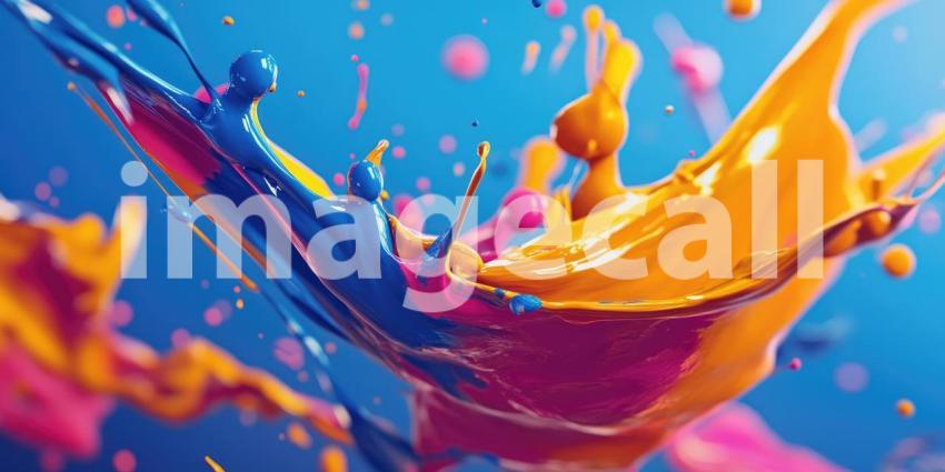 Vibrant Paint Splash, Liquid Color Burst, Dynamic Motion, Artistic Fluidity, Macro Photography, Colorful Explosion, Creative Energy, Vivid Hues, Abstract Art