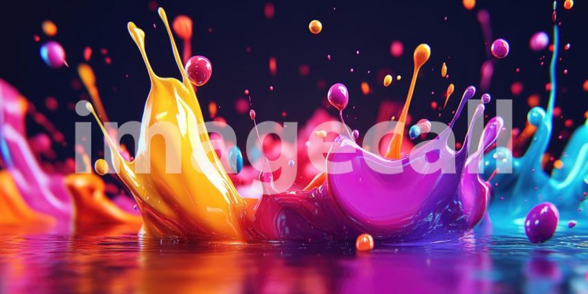 Vibrant Paint Splash, Liquid Color Burst, Dynamic Motion, Artistic Fluidity, Macro Photography, Colorful Explosion, Creative Energy, Vivid Hues, Abstract Art