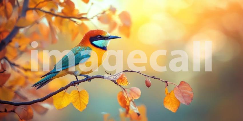 European Bee-eater Basking in Autumn Sunlight