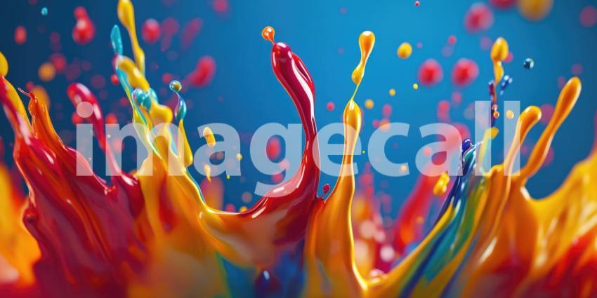 Vibrant Paint Splash, Liquid Color Burst, Dynamic Motion, Artistic Fluidity, Macro Photography, Colorful Explosion, Creative Energy, Vivid Hues, Abstract Art