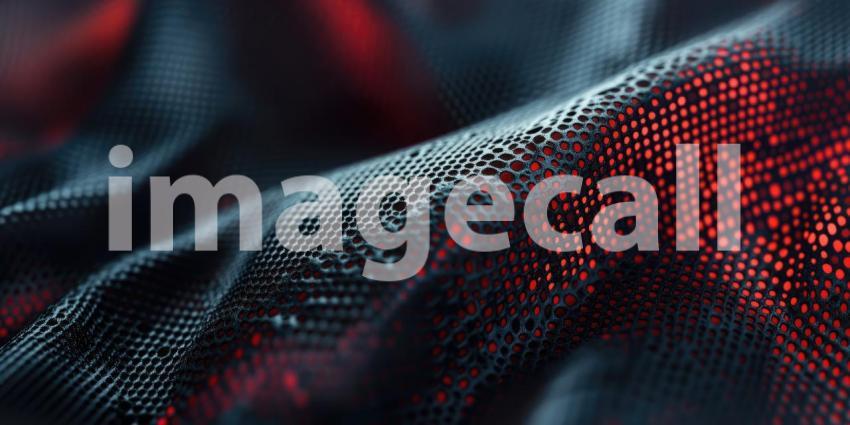 Abstract Geometric Background with Interlocking Black Hexagons and Red Glowing Lights for Technology, Sci-Fi, and Modern Design Concepts