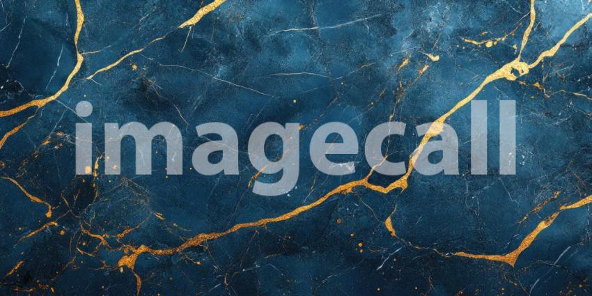 Abstract Blue and Gold Marble Texture with Swirling Veins and Metallic Accents for Luxury, Elegant, and High-End Designs