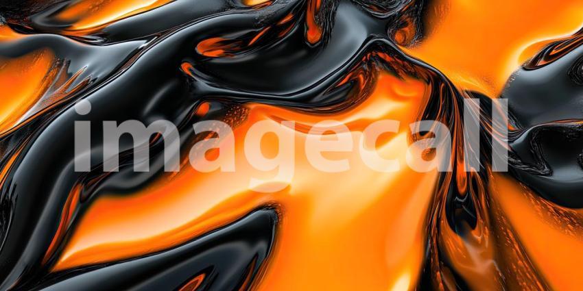 Abstract Fluid Art with Swirling Waves of Orange and Black, Creating a Dynamic and Molten Texture for Modern, Artistic, and Creative Designs