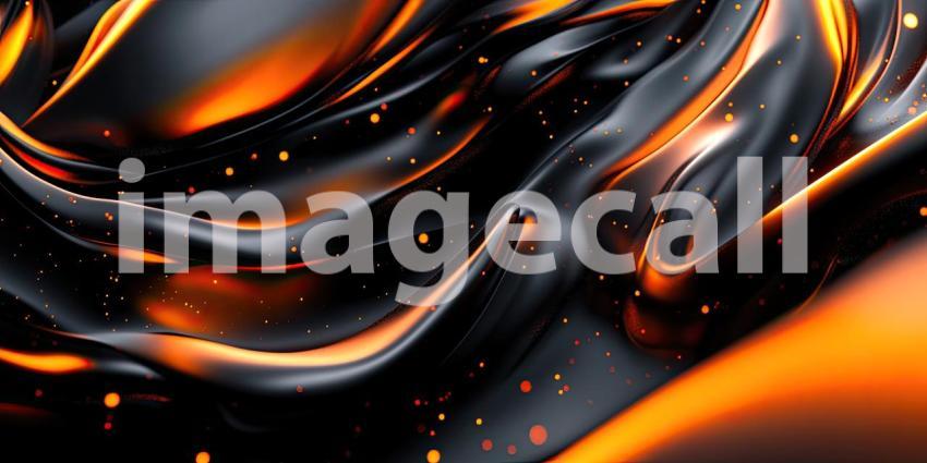 Abstract Fluid Art with Swirling Waves of Orange and Black, Creating a Dynamic and Molten Texture for Modern, Artistic, and Creative Designs