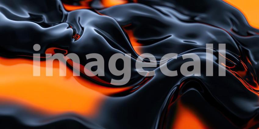 Abstract Fluid Art with Swirling Waves of Orange and Black, Creating a Dynamic and Molten Texture for Modern, Artistic, and Creative Designs
