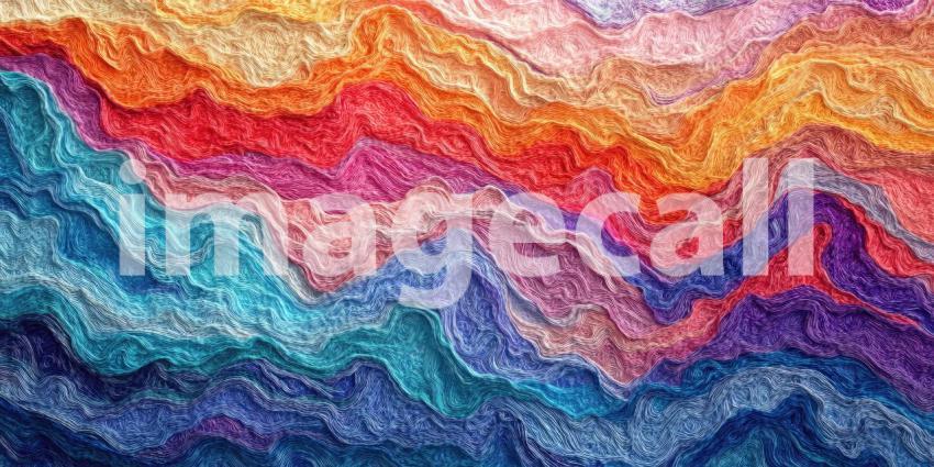 Abstract Wavy Lines with Vibrant Colors, Textured Background in Orange, Pink, Blue, and Purple Tones