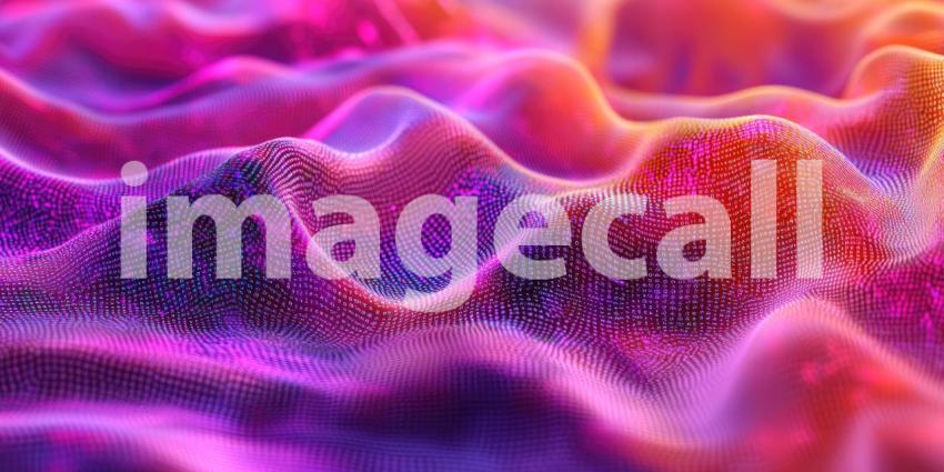 Abstract Digital Waves with Pink, Purple, and Orange Light, 3D Rendered Background