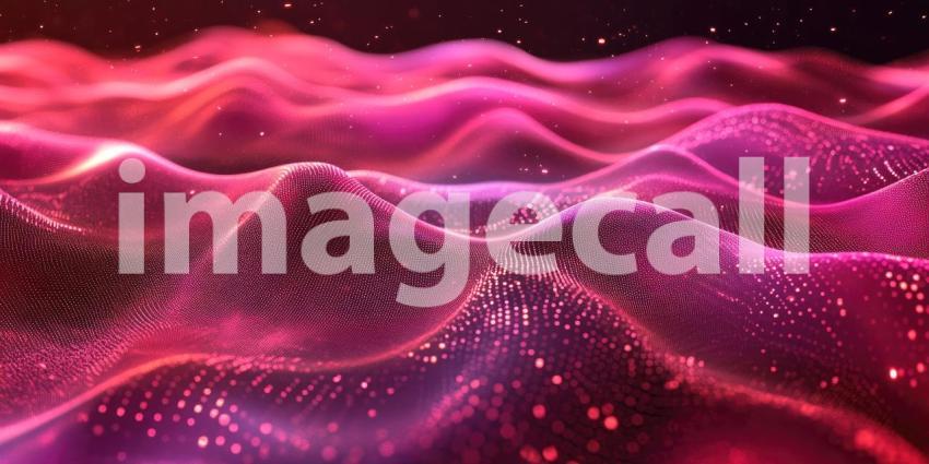 Abstract Digital Waves with Pink, Purple, and Orange Light, 3D Rendered Background