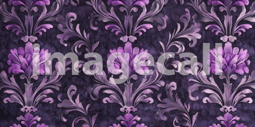 Dark Blue Background with Ornate Gold Floral Pattern, Vintage Damask Style Texture