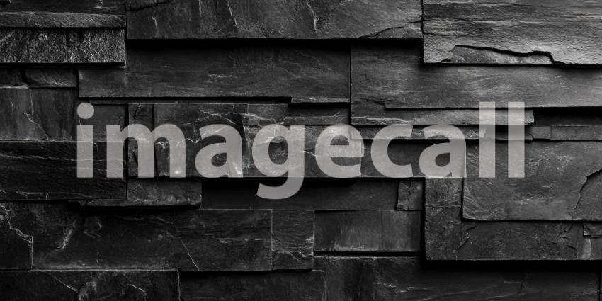 Dark Gray Brick Wall with Rough Texture, Rustic Stone Background