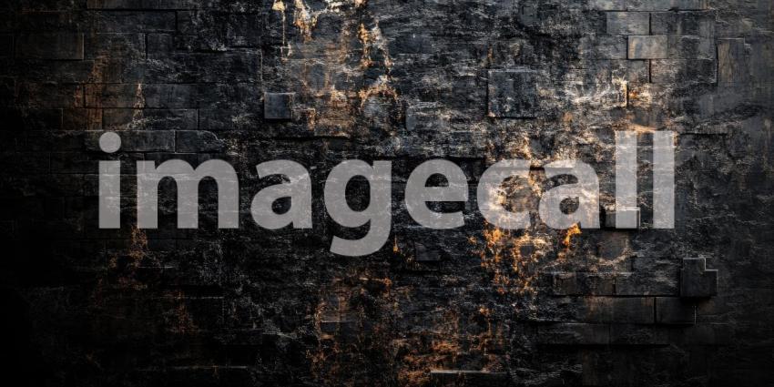 Dark Gray Brick Wall with Rough Texture, Rustic Stone Background