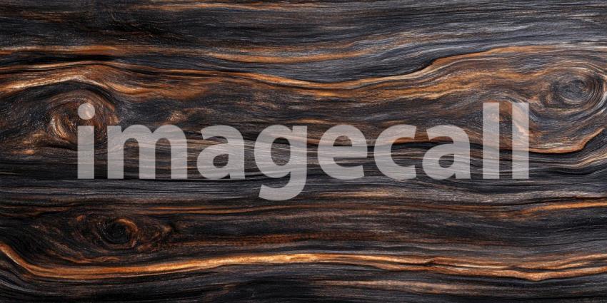 Dark Wood Grain Texture with Swirls and Knots, Rich Natural Pattern