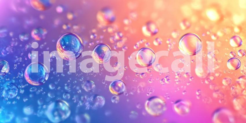 Transparent Bubbles Reflecting Colorful Lights and Bokeh, Abstract Macro Photography