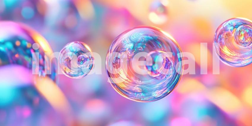 Transparent Bubbles Reflecting Colorful Lights and Bokeh, Abstract Macro Photography