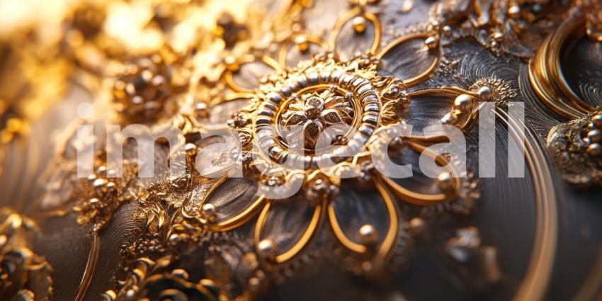 Golden Mandala with Intricate Patterns and Bright Light, Sacred Geometry Art