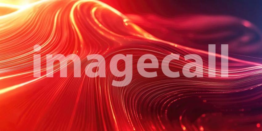 Abstract Red and Orange Lines Flowing in a Dynamic Wave Pattern, Digital Art Background