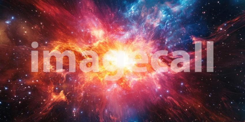 Vibrant Nebula with Orange and Purple Hues, Starry Space Background