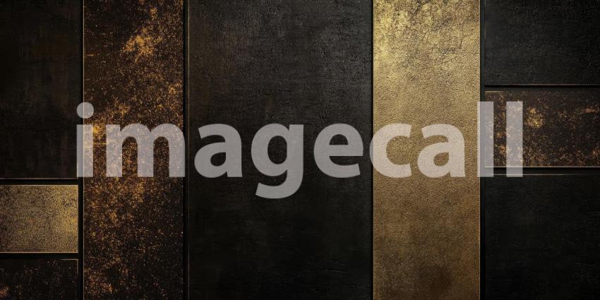 Abstract Wavy Lines in Black, Gold, and Gray, Elegant Marble-like Texture