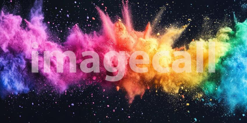 Explosion of Vibrant Colored Powders, Abstract Holi Festival Background