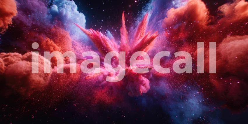 Explosion of Vibrant Colored Powders, Abstract Holi Festival Background