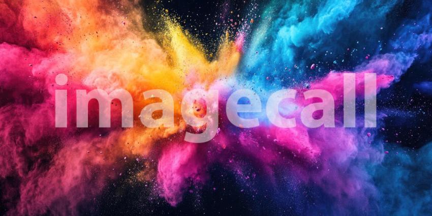 Explosion of Vibrant Colored Powders, Abstract Holi Festival Background