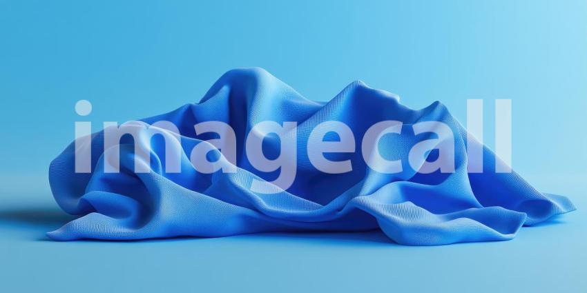 Floating Blue Fabric Against a Light Blue Background