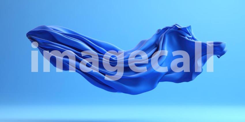 Floating Blue Fabric Against a Light Blue Background