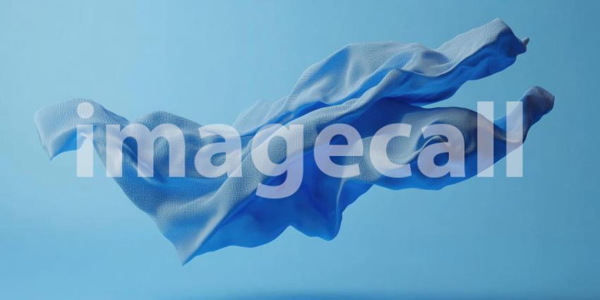 Floating Blue Fabric Against a Light Blue Background