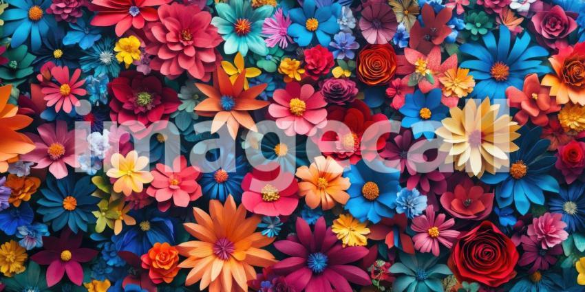 Abundant Paper Flowers in Pastel Hues Create a Textured Floral Tapestry