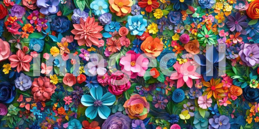 Abundant Paper Flowers in Pastel Hues Create a Textured Floral Tapestry