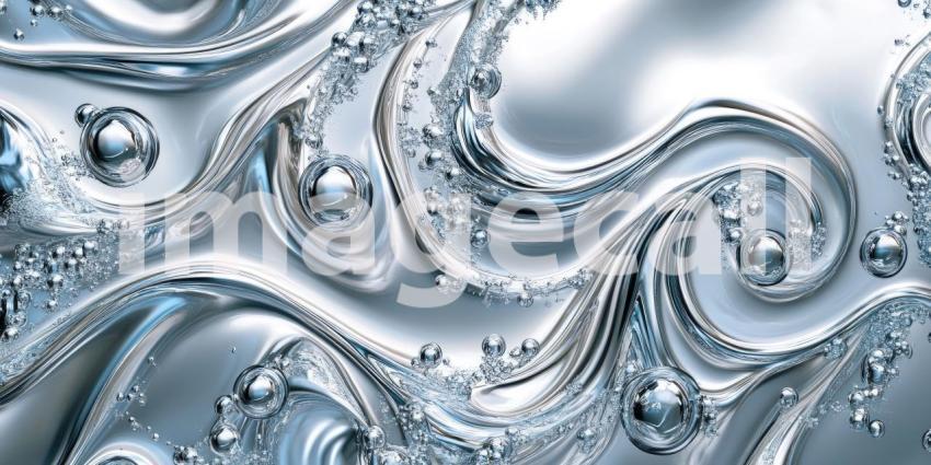 Golden Fluid Texture with Bubbles and Swirls, Abstract Macro Photography