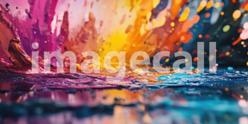 Vibrant Paint Splash, Liquid Color Burst, Abstract Art, Dynamic Motion, Texture and Light, Colorful Explosion, Artistic Fluidity, Macro Photography