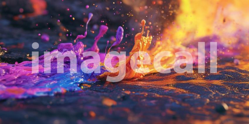 Vibrant Paint Splash, Liquid Color Burst, Abstract Art, Dynamic Motion, Texture and Light, Colorful Explosion, Artistic Fluidity, Macro Photography