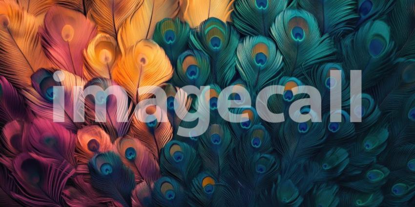 Rainbow Feathers Close-Up, Vibrant Plumage, Detailed Texture, Colorful Bird Wings, Macro Photography, Nature's Palette, Artistic Feathers, Feathered Beauty