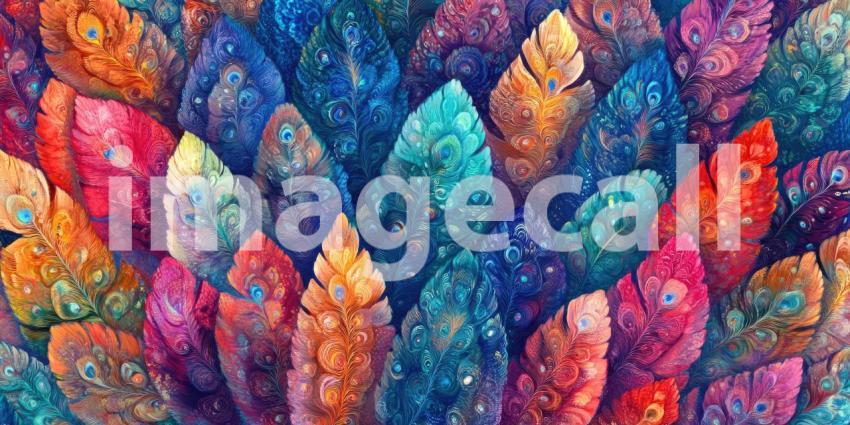 Rainbow Feathers Close-Up, Vibrant Plumage, Detailed Texture, Colorful Bird Wings, Macro Photography, Nature's Palette, Artistic Feathers, Feathered Beauty