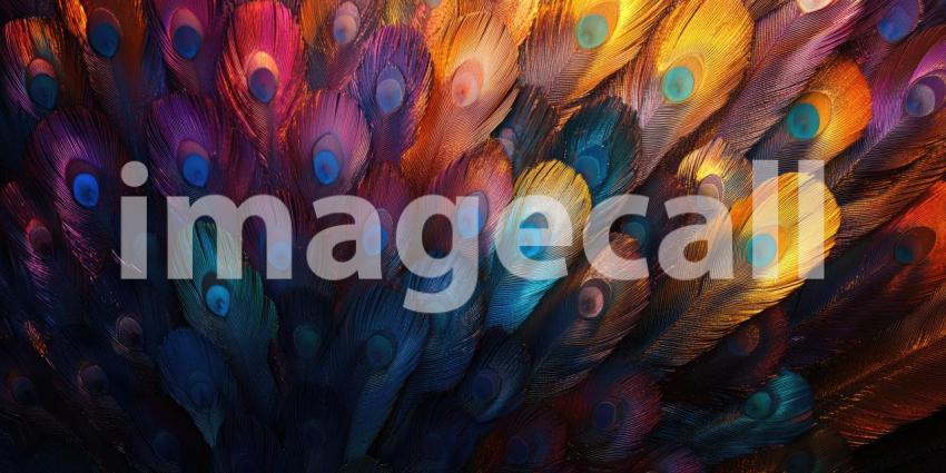 Rainbow Feathers Close-Up, Vibrant Plumage, Detailed Texture, Colorful Bird Wings, Macro Photography, Nature's Palette, Artistic Feathers, Feathered Beauty