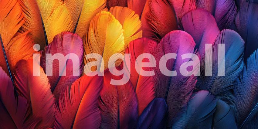 Rainbow Feathers Close-Up, Vibrant Plumage, Detailed Texture, Colorful Bird Wings, Macro Photography, Nature's Palette, Artistic Feathers, Feathered Beauty